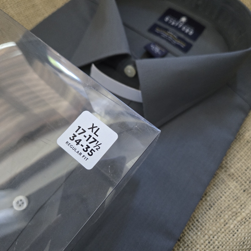 Tailored Fit Stafford Grey Size XL (17-17 1/2) Regular Fit Easy Care Dress Shirt - Picture 5 of 5